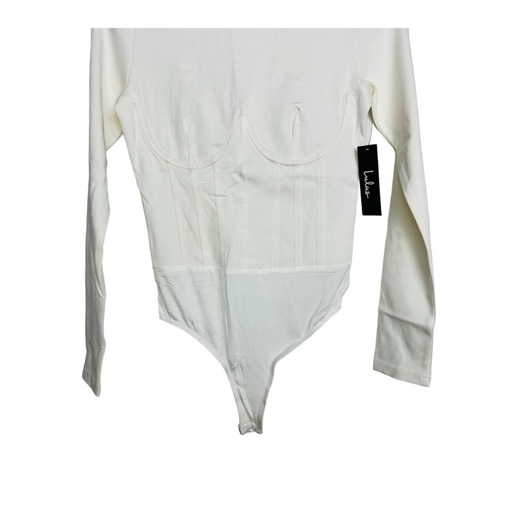 Lulus NWT Dressed to Skill Long Sleeve Underwire Classic Bodysuit White Sz Small - Picture 3 of 11